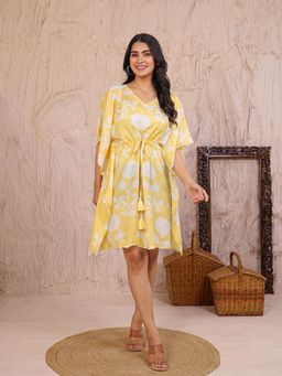 Zari Jaipur - Yellow Jaipur Silk Blend Kaftan Dress