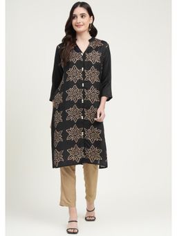Zari Jaipur - Black Printed Kurta