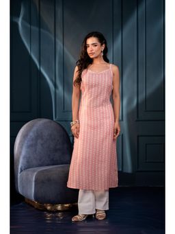Juniper - Pink Ethnic Sequin Detailing Motifs Kurta