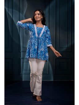 Juniper - Blue Floral Printed Viscose Tunic