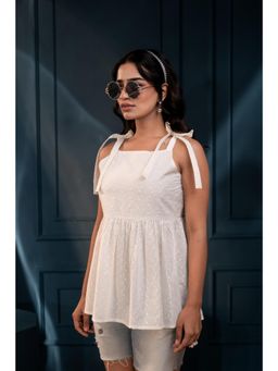 Juniper - White Embroidered Cotton Schiffli Top