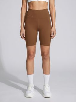 Fitkin - Womens Brown High-Rise Super Soft Cycling Shorts