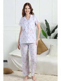 HOUSE OF COMFORT - Women Multi-Color Cotton Linen Blend Shirt and Pyjama