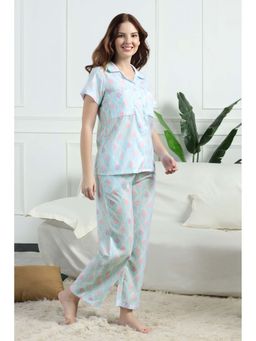 HOUSE OF COMFORT - Women Multi-Color Cotton Linen Blend Shirt and Pyjama