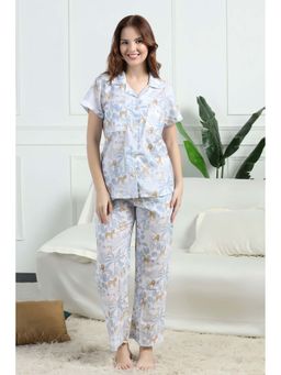 HOUSE OF COMFORT - Women Multi-Color Cotton Linen Blend Shirt and Pyjama