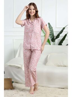 HOUSE OF COMFORT - Women Pink Cotton Linen Blend Shirt and Pyjama