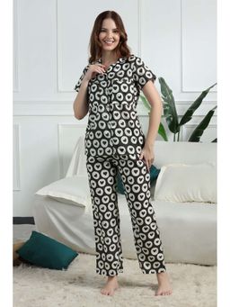 HOUSE OF COMFORT - Women Black Cotton Linen Blend Shirt and Pyjama