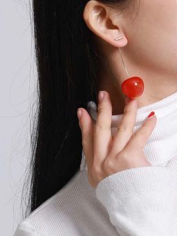 ISHKAARA - Red Cherry Shaped Drop Earrings