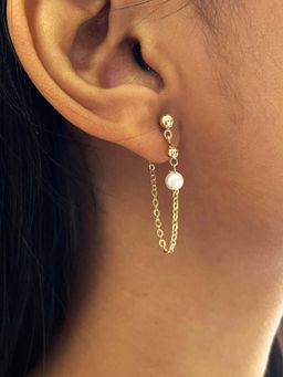 ISHKAARA - White Gold-Plated Pearl Beaded Contemporary Drop Earrings