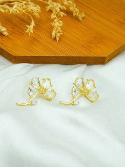 ISHKAARA - White Gold-Plated Floral Drop Earrings