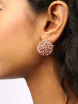 ISHKAARA - Pink Gold Plated Crystal Studs Earrings