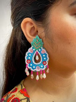 ISHKAARA - Multi-Color Beaded Contemporary Drop Earrings