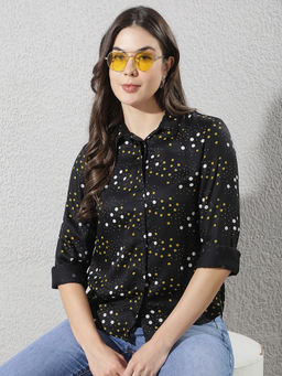 CRIMSOUNE CLUB - Women's Black Printed Modal Shirt