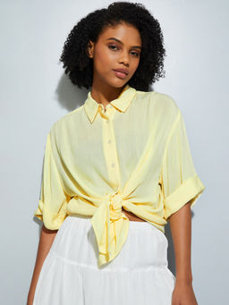 max - URB_N Women's Yellow Solid Loose Fit Shirt