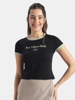 Jockey - Women's WZ25 Super Combed Cotton Rich Typography T-Shirt-Black