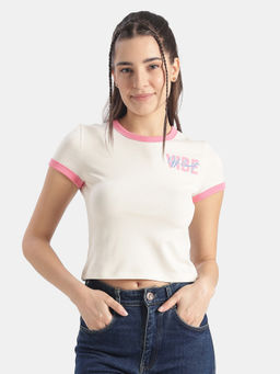 Jockey - Women's WZ25 Super Combed Cotton Rich Typography T-Shirt - Beige