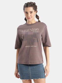 Jockey - Women's WZ26 Combed Cotton Rich Oversized Typography T-Shirt - Purple