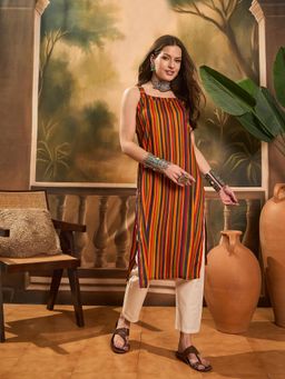 InWeave - Orange Multi Thick Strap Kurta