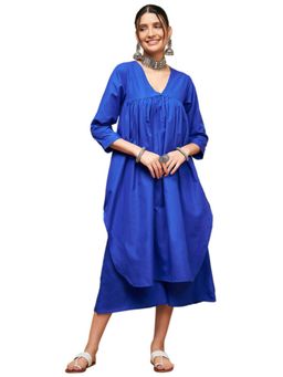 InWeave - Ink Blue Poplin Flared Kurta