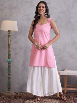 InWeave - Pink Kantha Stripes Sweetheart Kurta