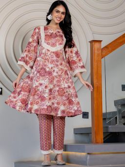 HOUSE OF JAMOTI - Georgia Printed A-Line Kurta with Pant (Set of 2)