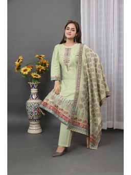 Kidar - Women's Green Trendy Stylish Comfortable Kurta with Dupatta & Pant (Set of 3)