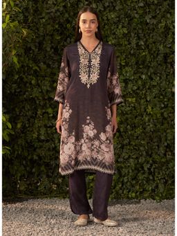 Lakshita - Black Printed Shantoon Kurta with Pant (Set of 2)