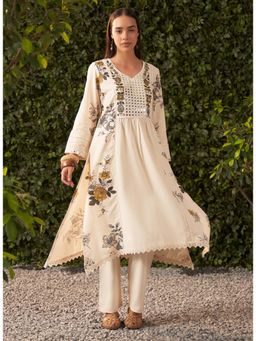 Lakshita - Women Mustard Printed Rayon Cotton Flex Kurta with Pant (Set of 2)