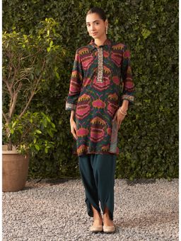 Lakshita - Women Green Printed Rayon Kurta with Pant (Set of 2)