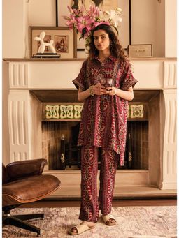 Lakshita - Women Red Printed Rayon Co-Ord (Set of 2)