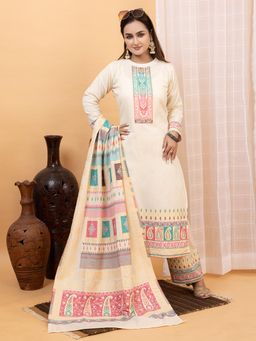 Kidar - Women's Yellow Trendy Stylish Comfortable Kurta with Dupatta & Pant (Set of 3)