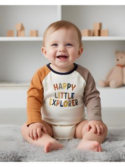 My Milestones - 100% Cotton Full Sleeves Graphic Colorblock Onesie - Multicolour