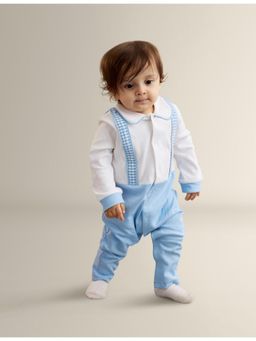 My Milestones - Boys Blue Solid/Plain Romper