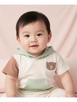 My Milestones - 100% Cotton Colorblocked Half Romper - Off White