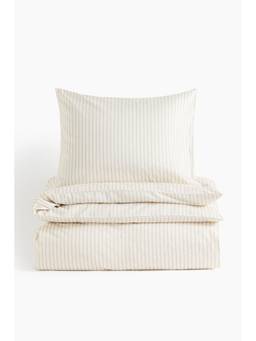 H&M - White Cotton Sateen Single Duvet Cover Set