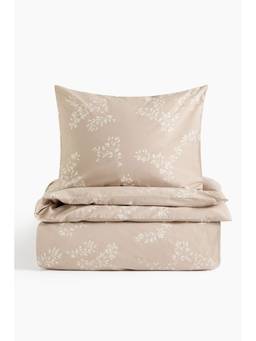 H&M - Beige Patterned Single Duvet Cover Set