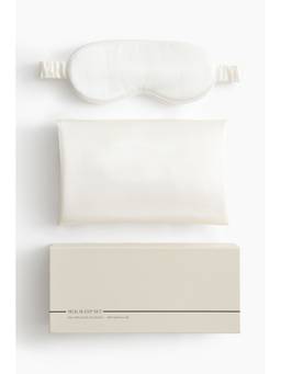 H&M - White Silk Pillowcase And Sleep Mask