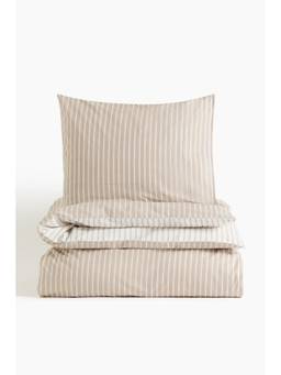 H&M - Pink Striped Cotton Single Duvet Cover Set