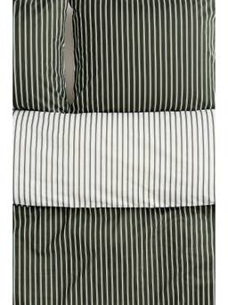 H&M - Green Striped Cotton Double/King Duvet Cover Set
