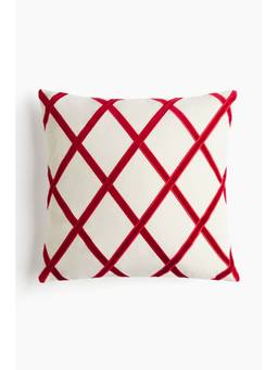 H&M - Red Patterned Velvet Cushion Cover