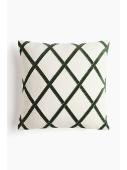 H&M - Green Patterned Velvet Cushion Cover