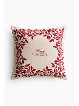 H&M - Beige Printed Linen-Blend Cushion Cover