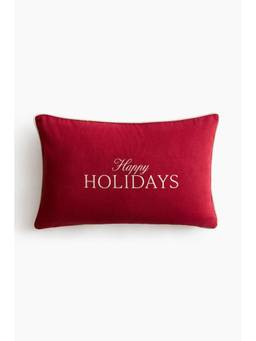H&M - Red Printed Canvas Cushion Cover