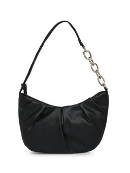 Accessorize London - Stella Pleated Chain Black Handbag