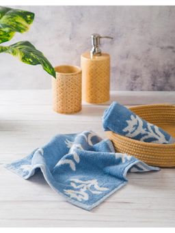 Fabindia - Blue Cotton Woven Face Towel
