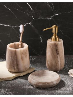 Fabindia - Off White Stone Taj Bath Set Of 3