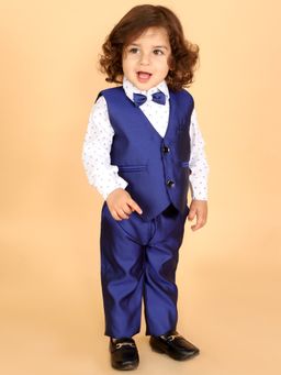 KID1 - Party Wear Suit with Bow-tie - Blue (Set of 4)