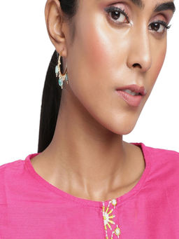 Accessher - Gold Plated Blue Hoop Earrings For Women And Girls