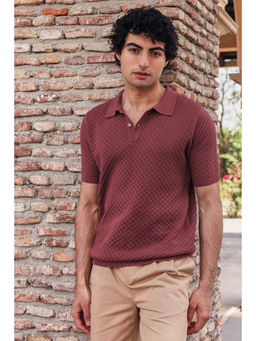 PRIMAL GRAY - Wine Pointelle Polo T-Shirt