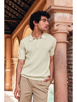 PRIMAL GRAY - Ivory Flat Structure Polo T-Shirt